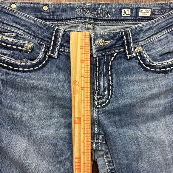 Miss Me Relaxed Skinny Jeans Embellished Distressed Light Wash Women's Size 31 - Picture 7 of 12